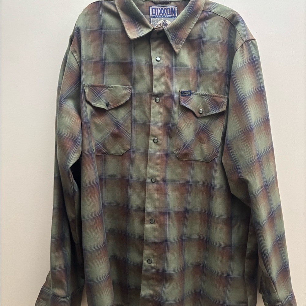 DIXXON Hunter Flannel Shirt with Blue and Brown Plaid - Picture 2 of 5